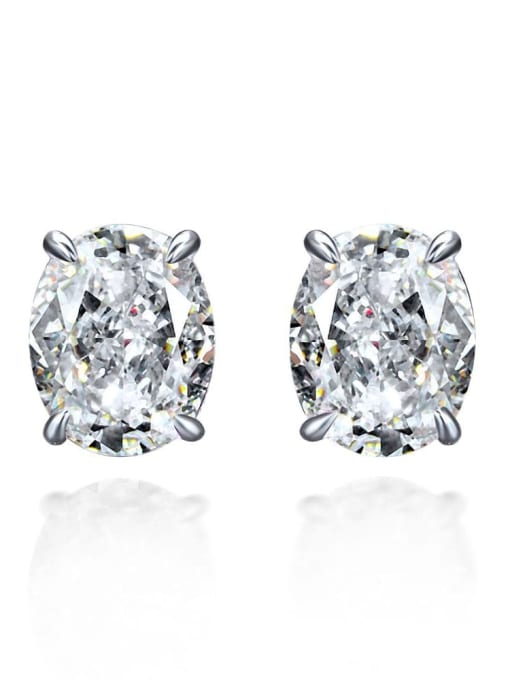 White [e 0685] 925 Sterling Silver High Carbon Diamond Geometric Dainty Stud Earring